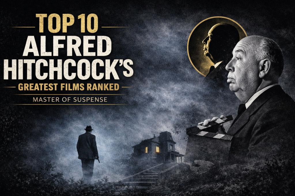 Alfred Hitchcock greatest films ranked master of suspense classic movie director graphic