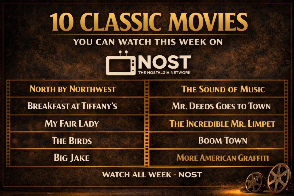 10 classic movies you can watch this week on NOST including North by Northwest, The Sound of Music, Big Jake, and The Birds.