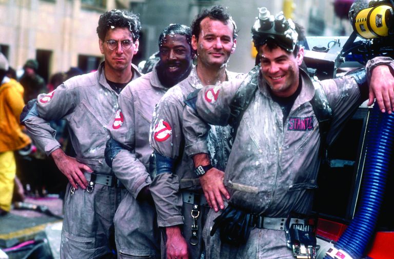 Bill Murray, Dan Aykroyd, Harold Ramis and Ernie Hudson in the 1984 movie Ghostbusters